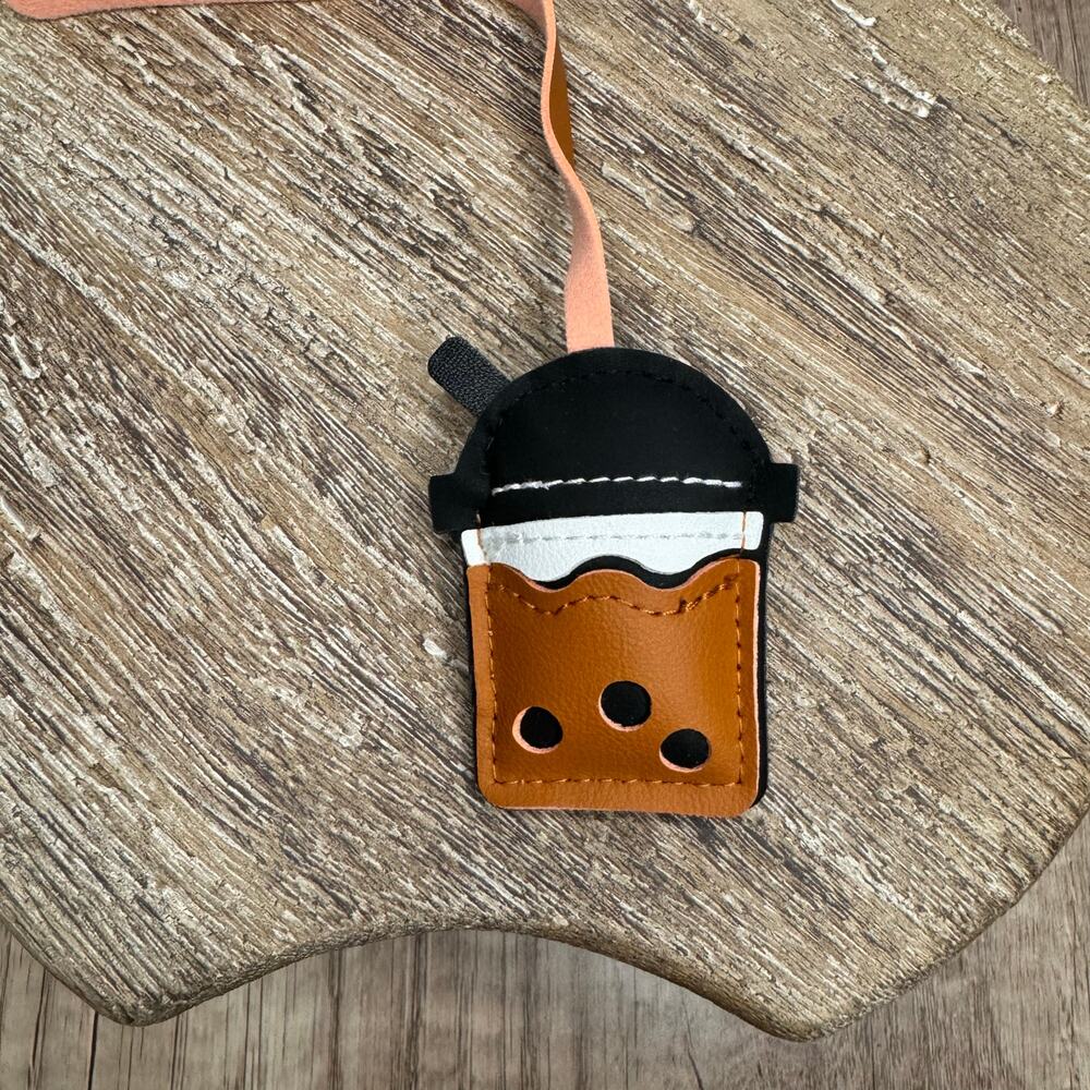 Brown Sugar Boba Tea Bag Charm NEW Cute Purse Charm Coffee Caramel Boba Lover - Picture 7 of 8